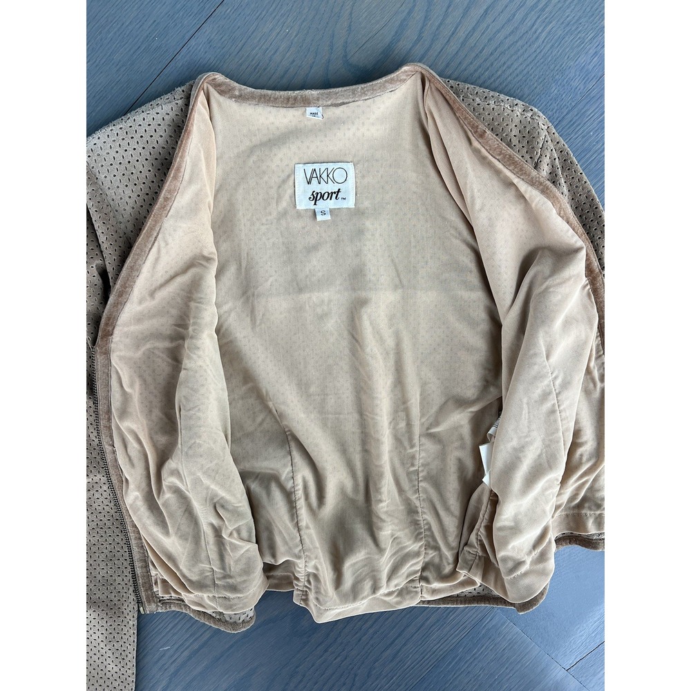 VAKKO Sport suede Leather Vintage Jacket Perforated Leather Size Small - Picture 7 of 8